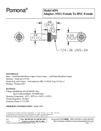 Thumbnail of document Data Sheet - 4291 SMA (F) To BNC (F) Adapter